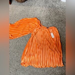 VICI Orange Pleated Satin Dress